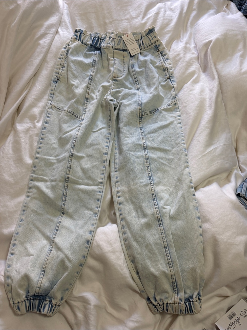 Skies Are Blue Light Acid Wash Blue Denim Pants